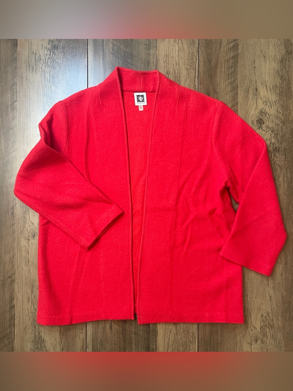 Anne Klein Open-Front Red Cardigan Sweater